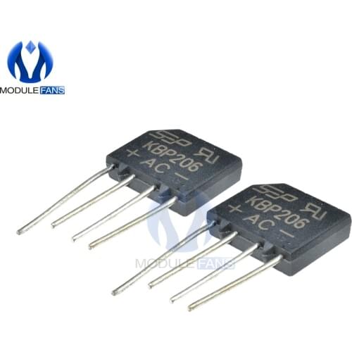 5pcs Diy Electronic Diode Bridge Rectifier 600V 2A KBP206G KBP206 4PIN SIP-4 Single Phase