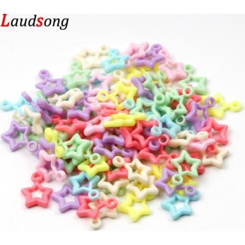 50Pcs/pack 15x21mm Mixed Star Beads Plastic Acrylic Charm pendants For Jewelry Making Necklace DIY Bracelet Wholesale