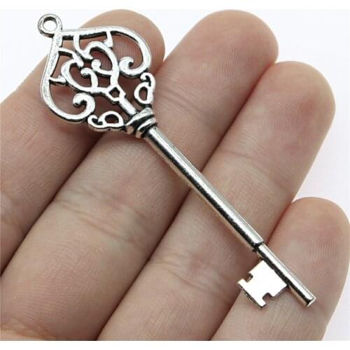6pcs 69mm 2 Colors Antique Bronze Plated Vintage Key Pendant Key Shape Pendants Key Pendants Charm DIY