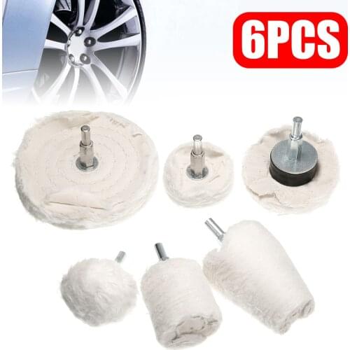 6pcs Waxed Cloth Cotton Polishing Wheel Surface Metal Polishing Buffing Mop Rotary For Car Oxidation Rust Removal Buffing