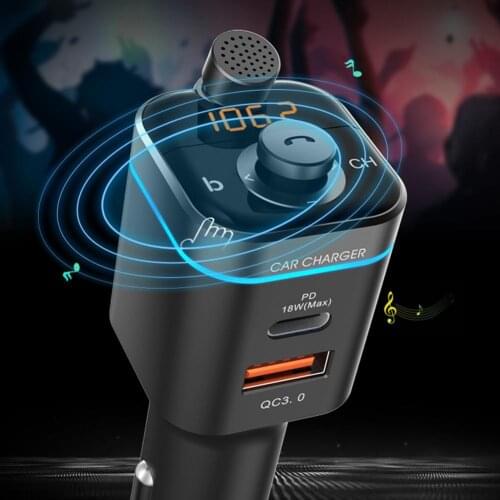 Car FM Transmitter Bluetooth 5.0 Hands-free Car Radio Mp3 Player Modulator Adapter Battery Voltage TF Card ​Dual USB Car Charger