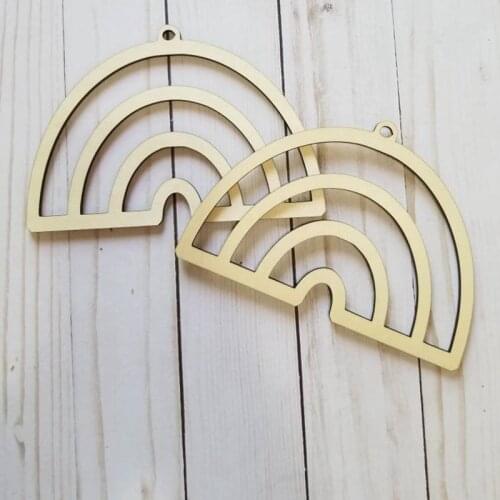 Free shipping 50 pcs laser cut Rainbow Blanks Unfinished wood Rainbow Decor DIY Wall Hanging