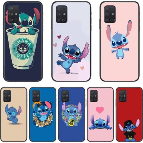 Phone case cartoon stitc Phone Case Hull For Samsung Galaxy A 50 51 20 71 70 40 30 10 E 4G 5G S Black Shell Art Cell Cover