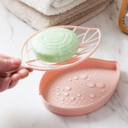 Kitchen Sponge Holder Non-slip Storage Rack Drain Soap Box Tray Leaf Shape Shower Soap Tray Bathroom Tool Soap Dish Plate Holder