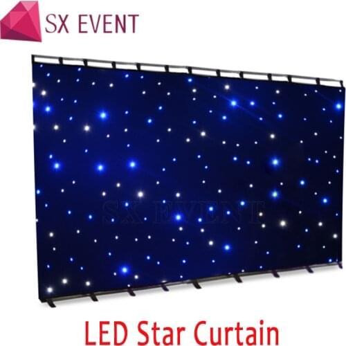 Backdrop cloth light led star curtain for wedding stage decoration
