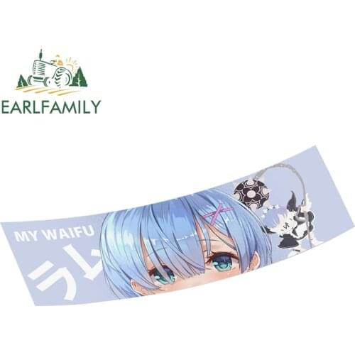 EARLFAMILY 13cm x 5.9cm For Rem Re Zero Personality Car Sticker Cartoon Decal Anime Graphics Scratch-Proof Creative Decor