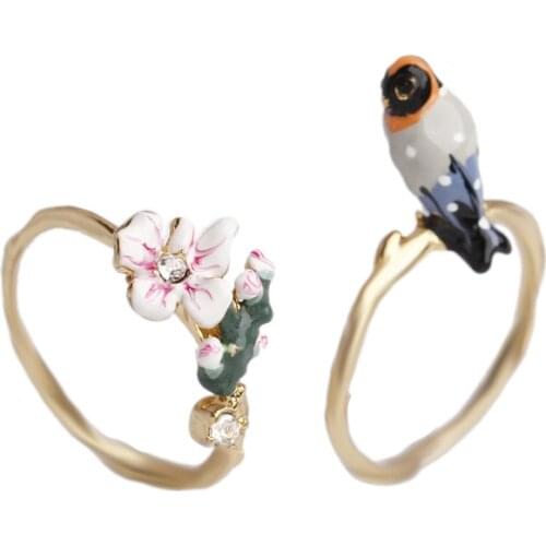 Enamel glaze cute bird ring European and American temperament fashion simple personality new trendy niche design ring