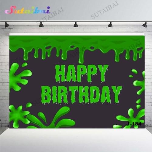 Children Happy Birthday Party Backdrop Green Juice Flow Background Photography Photo Backdrops Studio Props Photocall Photophone