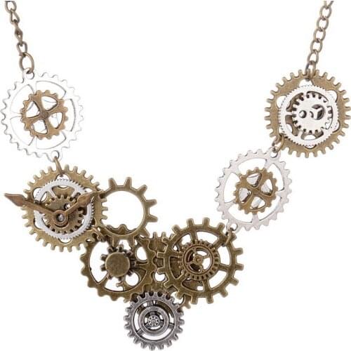 Hot Sale Various Gears Combined DIY Steampunk Necklace Vintage Bronze Ox And Antique Silver Mixed