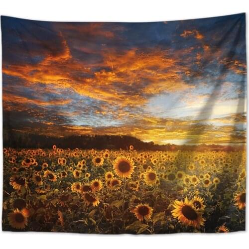 Beautiful nature landscape Sunflower series wall tapestries Oil painting sunset Home room decoration background