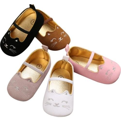New Baby Girls Cute Cat Slip-on Grips Sole Shoes Sneaker Crib Shoe Summer