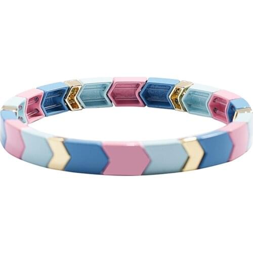 Summer Arrow Enamel Tile Bracelet Stackable Friendship Gift Metal Tila Vsco Golden Bracelet Couple Wristband Women Accessories