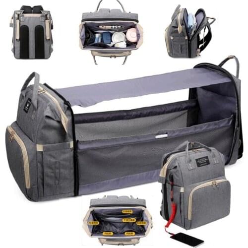 Multifunctional Portable Diaper Bag Folding Baby Travel Large Backpack Baby Bed Pads Outdoor Diaper Changing For Table