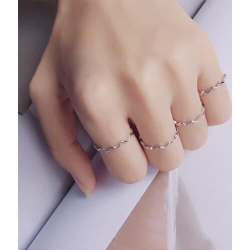 Real 925 Sterling Silver Geometric Wave Ring For Fashion Unisex Party Fine Jewelry Minimalist Hiphop Accessories Gift