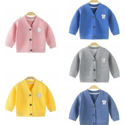 2021 Autumn Baby Clothes Toddler Girls Cardigan Coat Pure Color Kids Jackets 0-4 Years Old Girls Coat Spring Sweater Coat