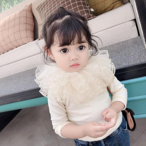 Girls Autumn T Shirt 2019 New Childrens Clothes Baby Girl Bottoming Shirt Toddler Girl Mesh Patchwork Princess T Shirt Kids Top