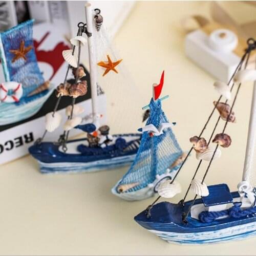 S/L Miniature Fishing Boat Model Ornaments Ocean Small Sailboat Aquarium Decoration Sailing Speedboat Decor for Home Desk