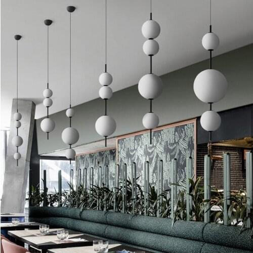 Nordic Simple LED Pendant Lamps Restaurant Kitchen Hanging Light Fixture Cafe Bar Bedroom Dining Room Glass Ball Pendant Lights