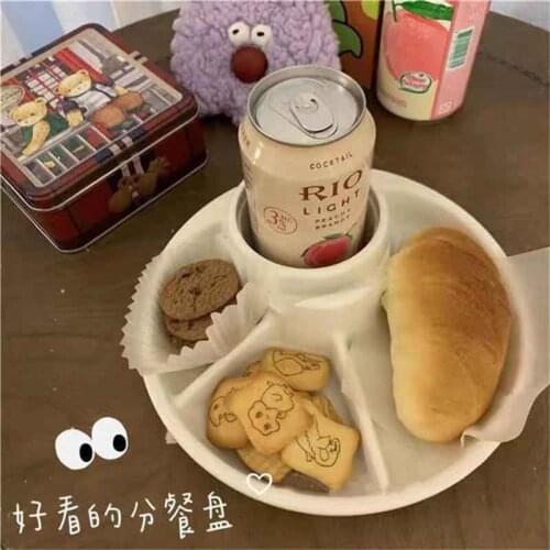 W&G ins creative students one person breakfast divided plate snack snack drink plate BBQ barbecue divided food plate