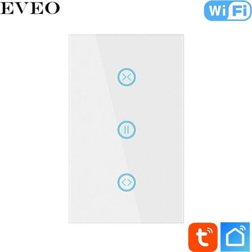 EVEO US Standard Glass Panel Tuya Smart Life Voice Control Curtain Switch