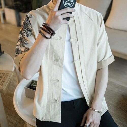 Traditional chinese shirt casual loose tops blouse 2018 new arrival blouse traditional chinese clothing for men TA222