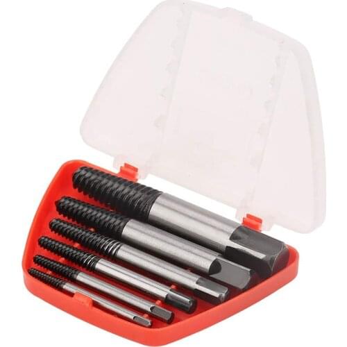 JUSTINLAU Screw Extractor 6Pcs/set Chrome Vanadium Steel Damaged Bolt Remover Suitable for Pipe Thread Correction