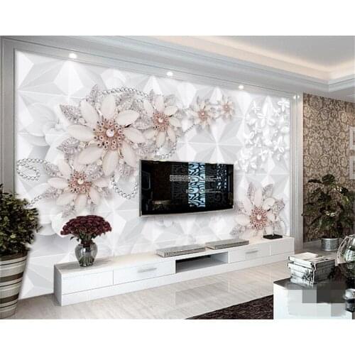 Beibehang Custom high-quality 3D wallpaper fashion luxury jewelry flowers living room TV backdrop photo wall mural wallpaper 3d