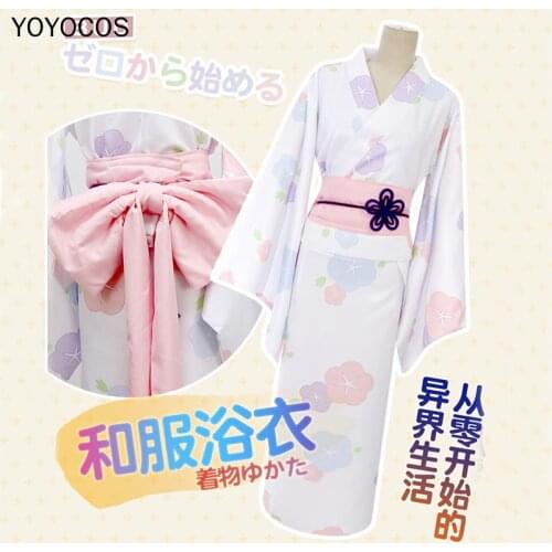 YOYOCOS Rem kimono Cosplay Costume Anime Re:zero Kara Hajimeru Isekai Seikatsu Life In a Different World Kimono+headwear+bag