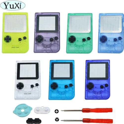 YuXi Luminous Clear Full set housing shell cover case w/ rubber pad for gameboy pocket for GBP shell buttons Kit
