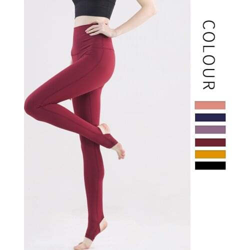 Woman Yoga Pants High Waist Step-On-Foot Leggings Nylon Solid Dense Fitness Sports Gym Tights Yoga Athletic Leggings