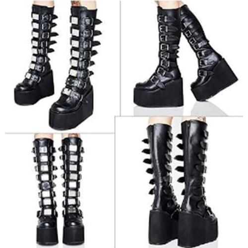 Wedges women knee high boots high heels shoes woman booties vintage ethic shoe chaussures femme zapatos mujer sapato SF1039