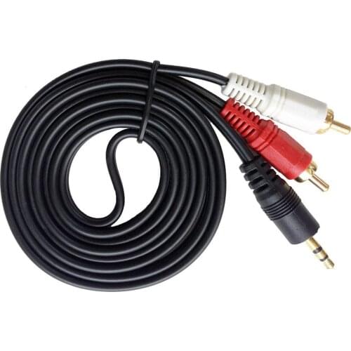 2-Pack Gold Plated 3.5mm Stereo Male to 2 x RCA Male Y Splitter Extension Cable for Audio Video AUX Port - 5 feet