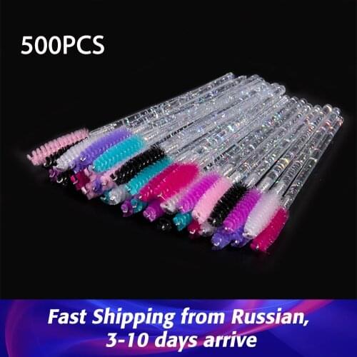 500Pcs/bag Disposable Crystal Eyelash Brush Comb Eyelashes Extension Brush For Eyelash Extension Mascara Wands Makeup Tools