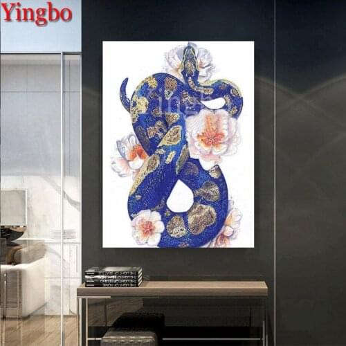 DIY Diamond Embroidery Animal Snake Flower Diamond Painting Cross Stitch Full Square Round Diamond Mosaic Needlework Hobby Gift