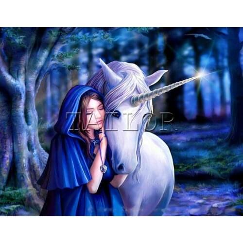 Home Decor Gift haft diamentowy kit set Full square Cross stitch 5D diamond painting Cuadros landscape horse Black unicorn woman