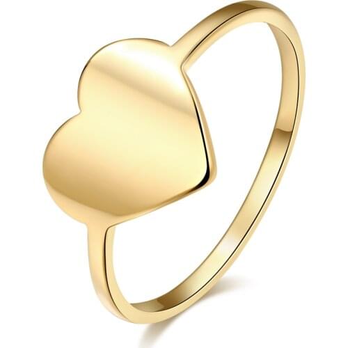 DOTIFI 316L Stainless Steel Fashion Rings For Women Gold And Silver Color Peach Heart Ring R227