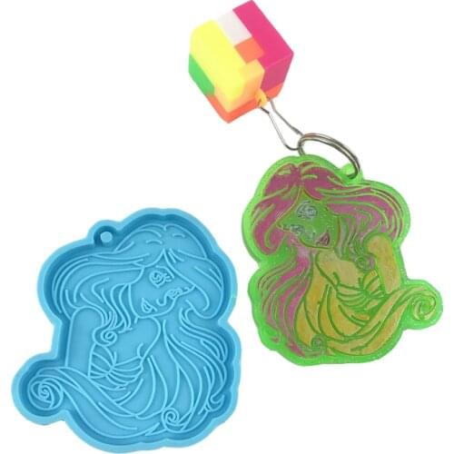 Mermaid Princess Keychain Resin Molds Mermaid Beauty Pendant Silicone Moulds DIY Epoxy Resin Decoration