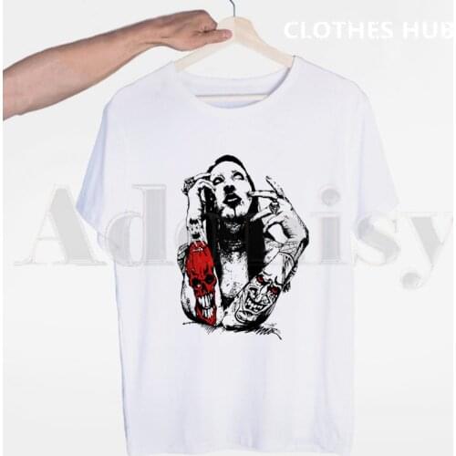 Marilyn Manson Matal Punk T-shirt for Men Short Sleeve Casual Men Tops Anime Cartoon T Shirt Print White T Shirt Women Tees