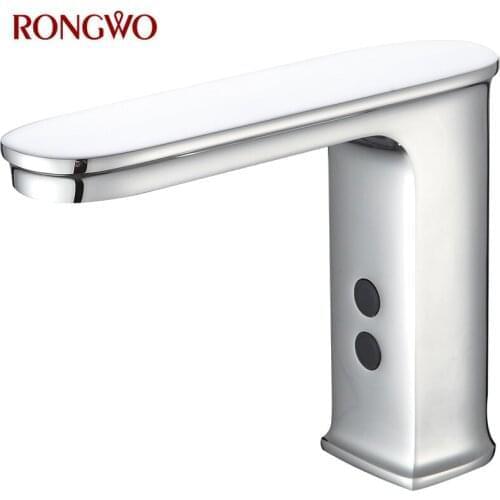 ONGWO Bathroom Automatic Touch-Free Sensor Faucet Water Saving Inductive Electric Hot Cold Water Mixer Battery Power