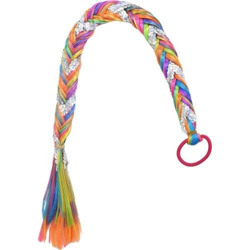Idealway Colorful Children Wig Twisted Braid Hair Rope Gradient Color Girl Wig Braids Elastic Hair Bands Cute Accessories