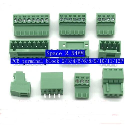 2sets Pluggable PCB Terminal Blocks KF2EDG-2.54MM 2/3/4/5/6/8/9/10/11/12P Spacing 2.54MM