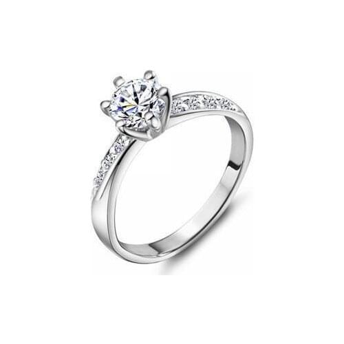 Hot Sell Fashion 925 Sterling Silver Super Shiny Zircon Ladies`finger Wedding Rings Jewelry Wholesale Birthday Gift