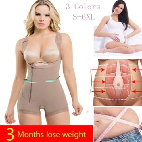 Full Body Shaper Fajas Colombianas Women Seamless Thigh Slimmer Open Bust Shapewear Firm Tummy Control Bodysuit Plus Size S-6XL