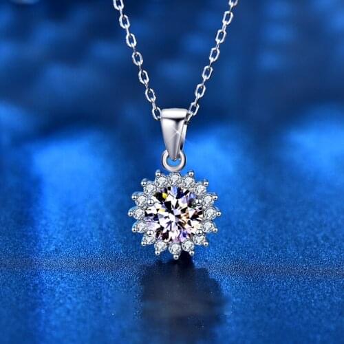 Moissanite Necklace 3g 1CT D Color Diamond 925 Silver Set Zircon 45cm Necklaces For Women Wedding Gift Flowers Pendants Jewelry