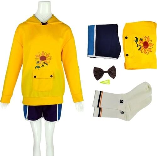 Cartoons Wonder Egg Priority Ohto Ai Hoodie Pullover Anime Cosplay Costumes Yellow Sweatshirt Shorts Wig Sock Hairpin Suit dress