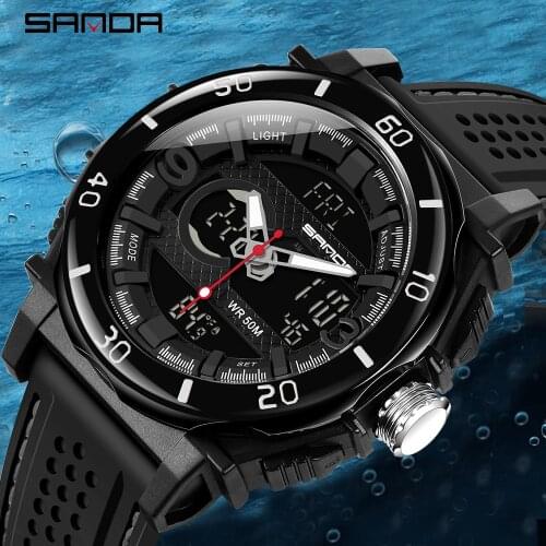 2021 New Fashion Sanda Top Brand Thermometer Sport Watch Casual Waterproof Mens Electronic Digital Quartz Men Relogio Masculino