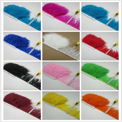 Wholesale 10 yards high quality Natural Ostrich Feather fringe Ostrich feather ribbon 4-5inch/10-12cm free shipping accessories