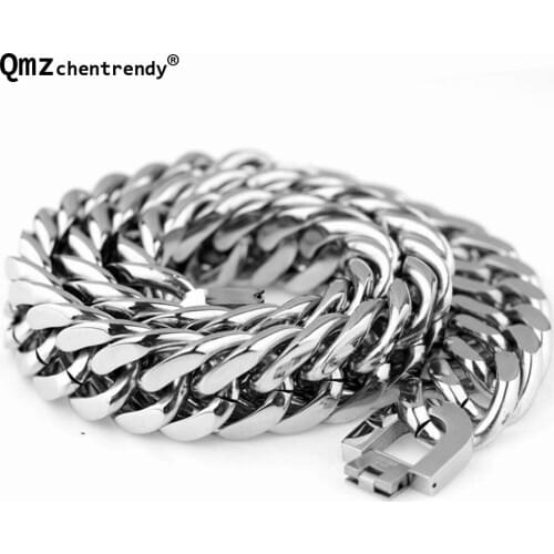 Hip Hop Mens Stainless Steel exaggerated Cuban cubra Polishing Chain Necklace Rapper Chunky Top quality Boys Jewelry