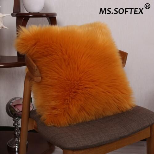 Plush Fur Pillow Case Artificial Sheepskin Cushion Pillow Cover Washable Plush Hair Cushion Cover Home Decoration MS.Softex