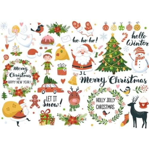 Christmas Flowers Fabric Patches Happy Holiday Heat Transfer New Fashion Washable T-Shirt Jeans Decoration Diy Applique